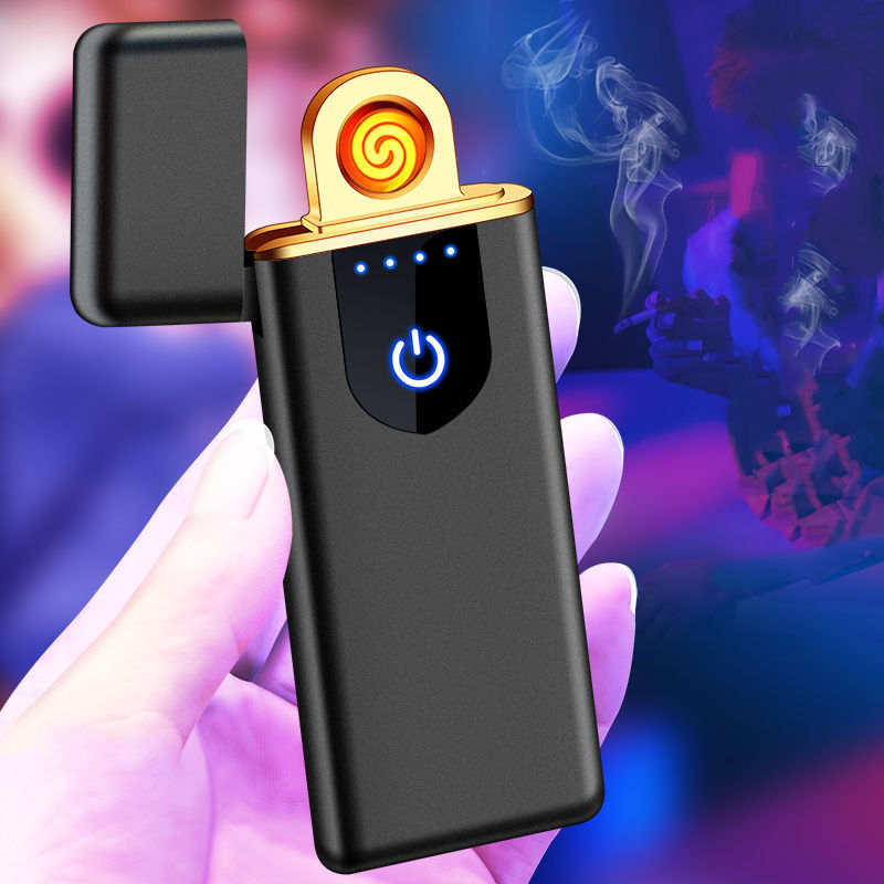 Coil Electric Lighter Fast Ignition Windproof Touch Induction USB Rechargeable Multi-funtional Novelty Lighter