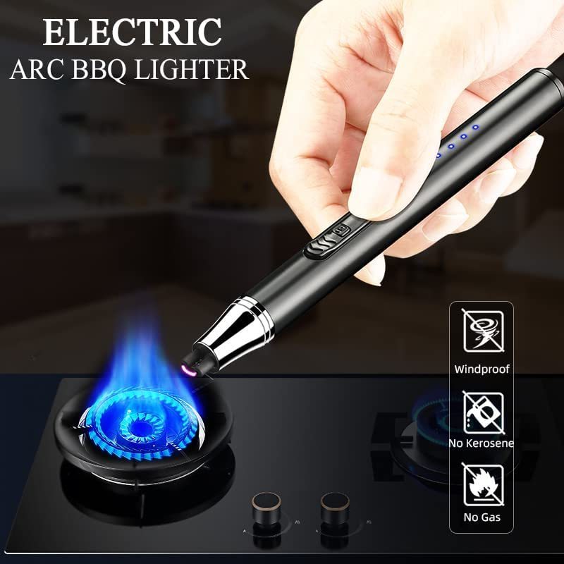 Factory direct cheapest retractable rechargeable arc electric lighter for bbq candle kitchen camping Silver