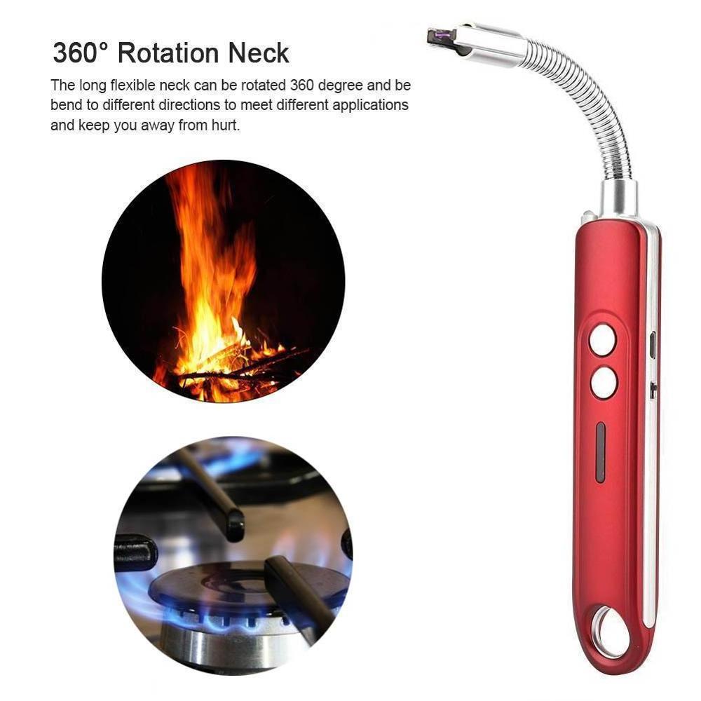 Kitchen Lighter USB Rechargeable Long Lighter Candle Flexible Neck, No Spark & Smell, Flameless Windproof Fire Candle Lighter