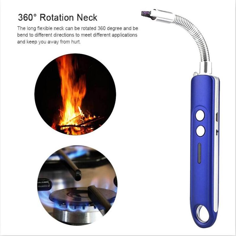 Electric Arc Spark USB BBQ Lighter, Long Gas for Kitchen Stove Cooker Candle Lighter