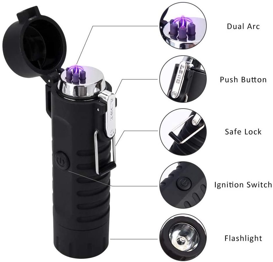 Hot Sale Waterproof Lighter USB Plasma Lighter Rechargeable Electric Arc Lighter Waterproof with Flashlight