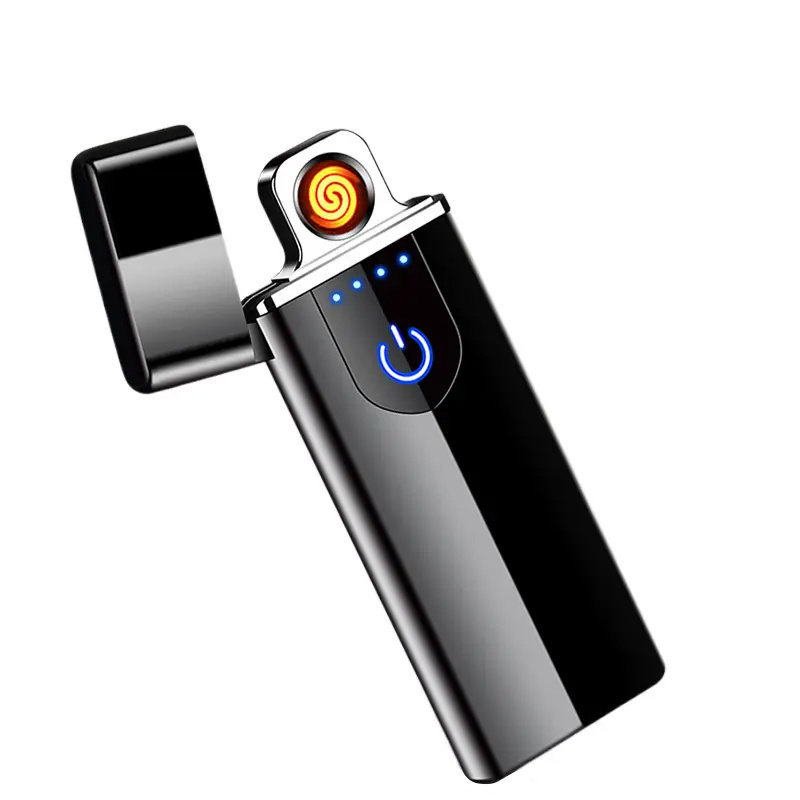 Factory direct sale LED Light windproof Cigarette electric Lighter USB Rechargeable Lighter for Camping