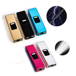 Custom printed usb arc rechargeable lighter logo with flashlight