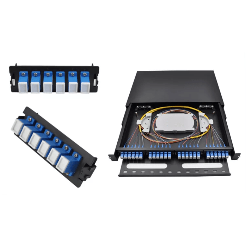 1U 24port 19 Inch Rack Mount Slide Removable Adapter Panel Odf Mdf Ddf Optical Fiber Patch Panel