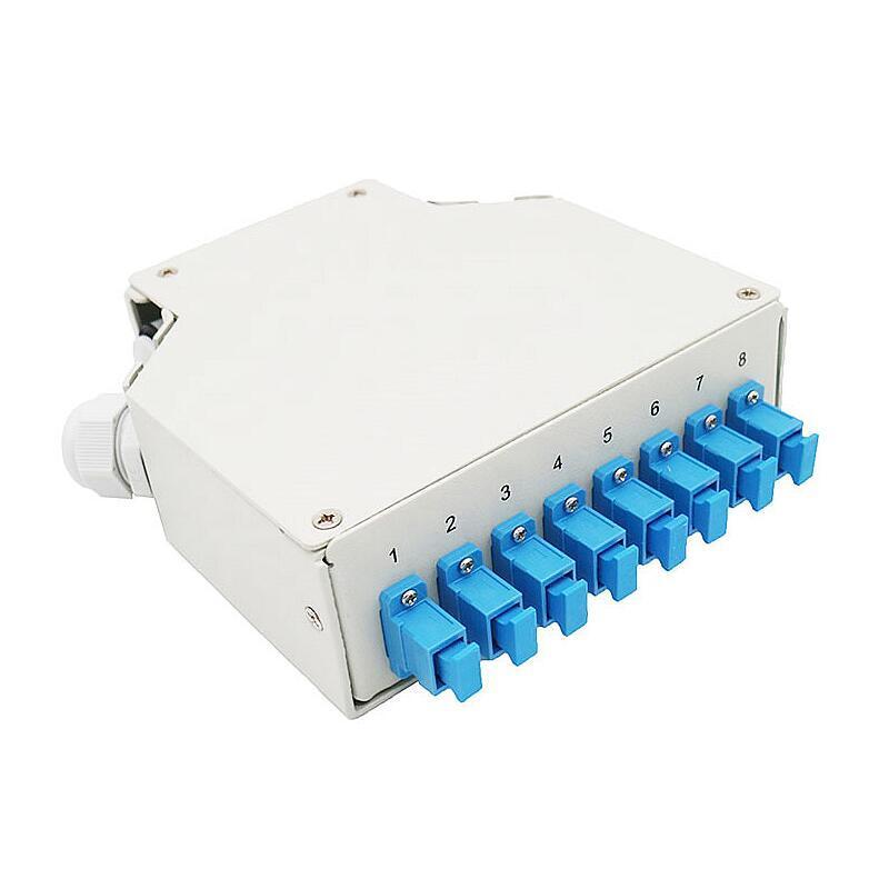 FTTH DIN Rail patch panel Fiber Splice Box cassette with 8port SC Simplex Adapters