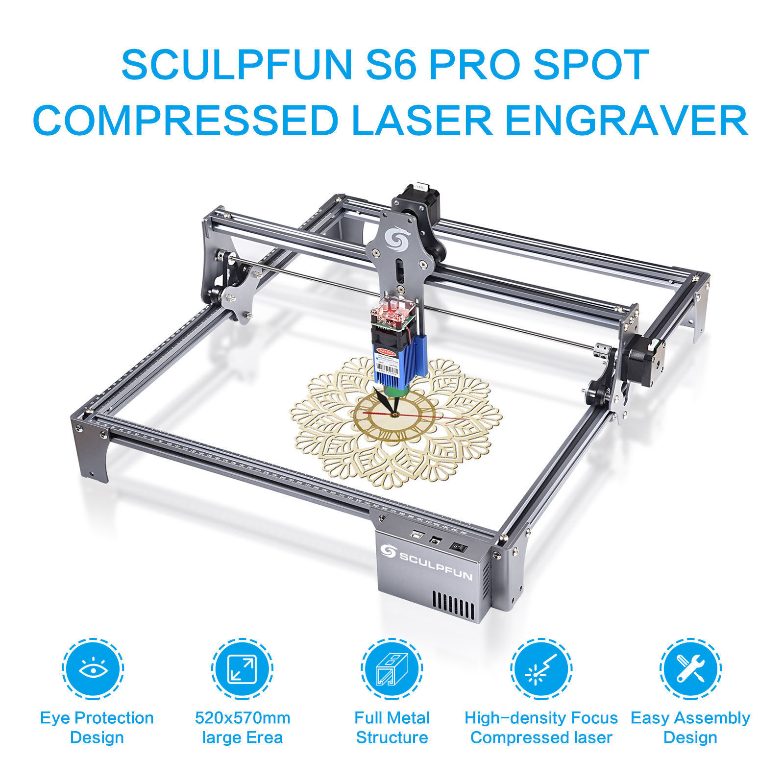 SCULPFUN S6PRO 60W laser printer engraver machine for metal marking top manufacturer laser wood engraving machine