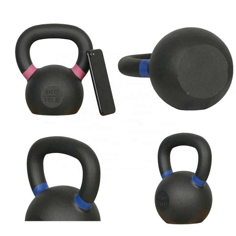 Yop Sale High Quality Powder Coating Cast Iron Kettlebell with customized logo and KG/ LB