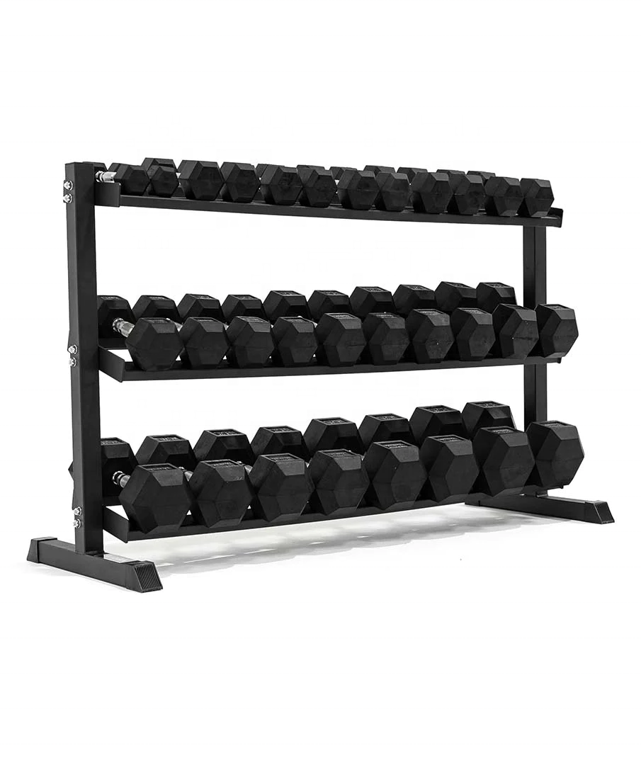 Gym 3 tier Hexagon Hex Dumbbells Set Commercial Rack Stand Storage ,Dumbbell set with rack