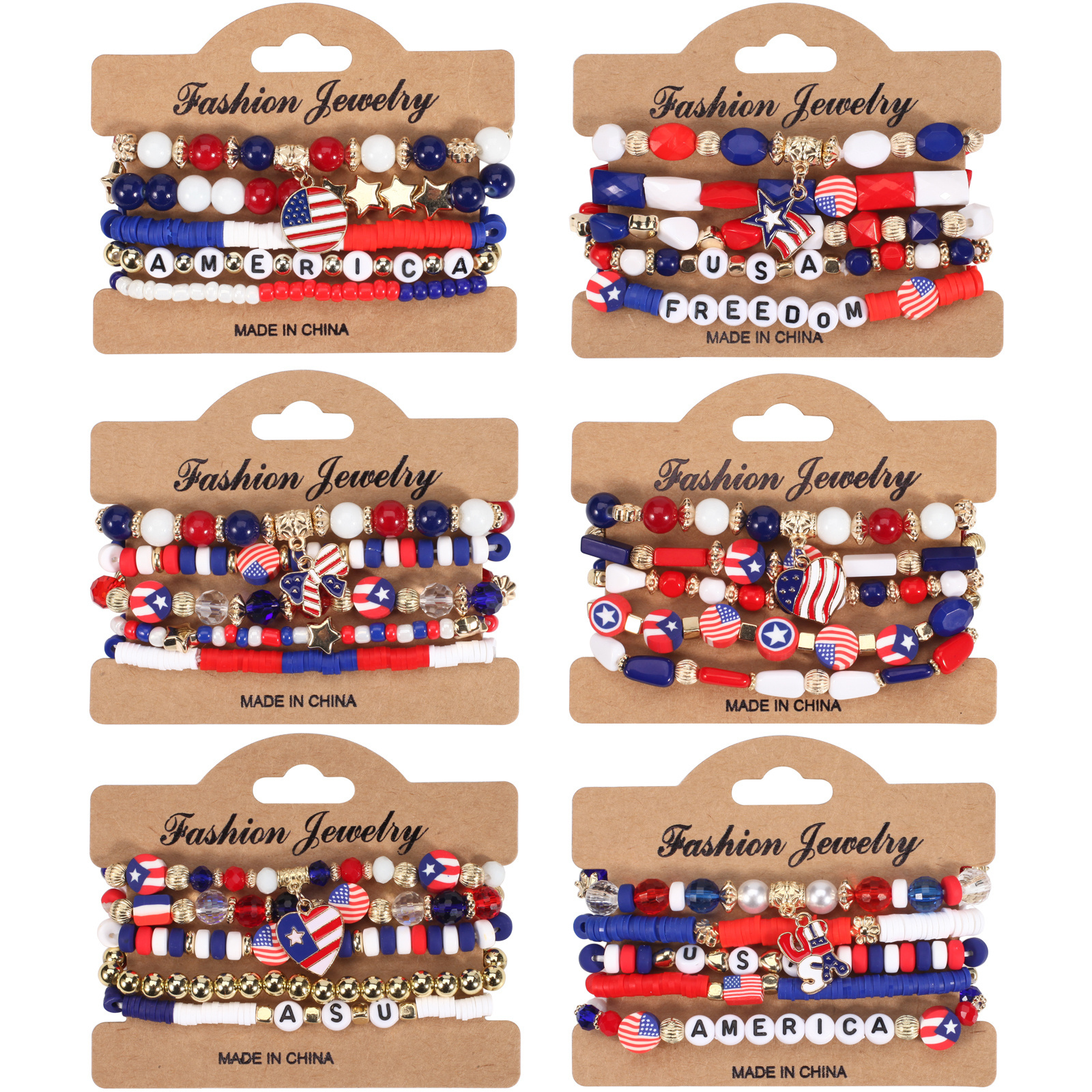 2024 New American Flag Bracelets for Women USA Independence Day Patriotic Bracelet 4th of July Red White Blue Heishi Bracelets