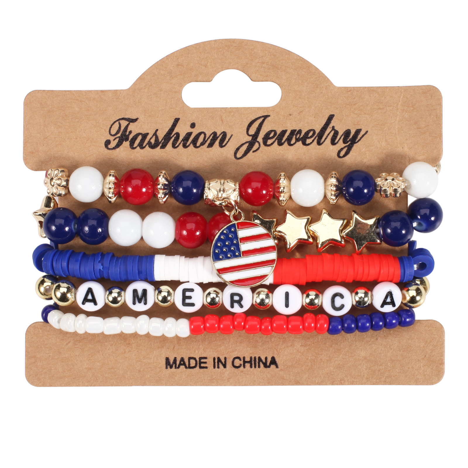 2024 New American Flag Bracelets for Women USA Independence Day Patriotic Bracelet 4th of July Red White Blue Heishi Bracelets