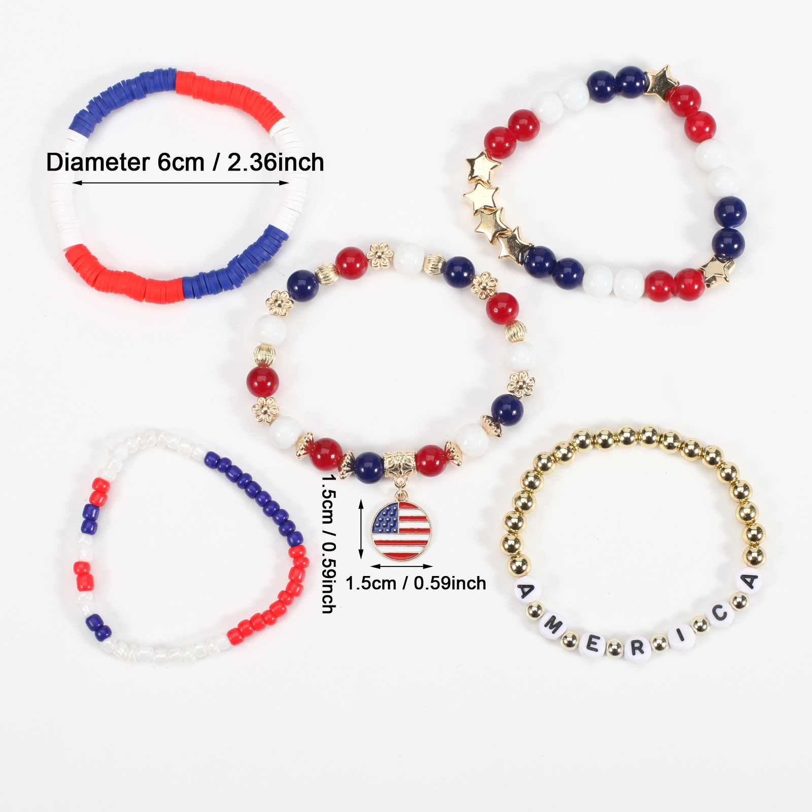 2024 New American Flag Bracelets for Women USA Independence Day Patriotic Bracelet 4th of July Red White Blue Heishi Bracelets