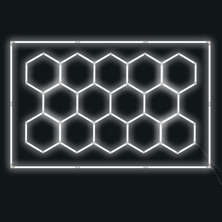 Garage Hexagon LED Lights Super Bright 14 Grid Systems Hexagon Ceiling Light, Hexagon Garage Lights with Rectangle Frame