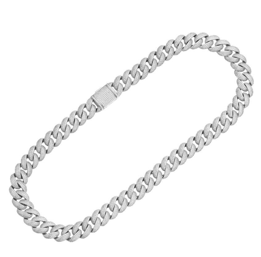 Factory Wholesale Iced Out Diamond Necklaces  Prong Miami Cuban Link Chain For Men Icy Gold Plated Hip Hop Jewelry for Rappe