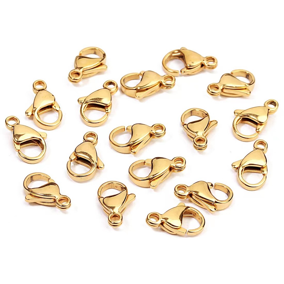 Wholesale Lobster Claw Clasp Jewelry Accessory Stainless Steel Lobster clasps for Jewelry Making 18K Gold PVD Plated 9mm 10mm