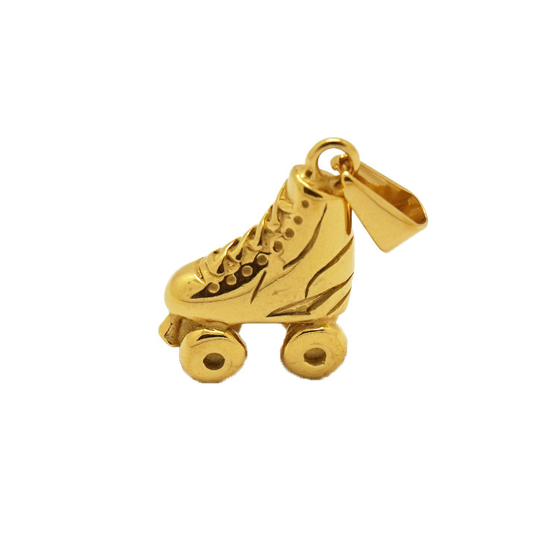 Twinkle In Stock Roller Skates Pendant Ice Skate Brooch Shoe Pendant Stainless Steel Gold Color Girls Charm Pendants