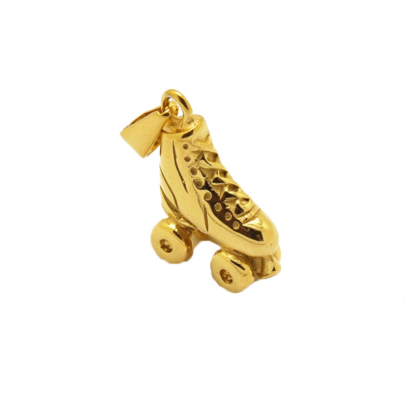 Twinkle In Stock Roller Skates Pendant Ice Skate Brooch Shoe Pendant Stainless Steel Gold Color Girls Charm Pendants