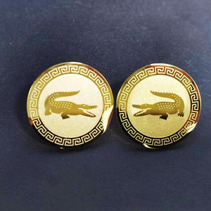 New 22mm Round Crocodile Studs Earring Custom LOGO Brand Stainless Steel 18K Gold PVD Plated Alligator Earrings Hoop Guadeloupe