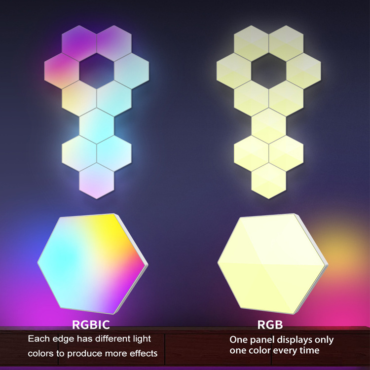 Twinklight Touch Creative Shape RGB 3D Led Hexagon Light Wall Tile Panels Smart Hexagonal Gaming Led Lights