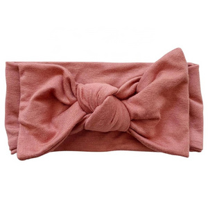 Factory custom wholesale custom bamboo fabric solid color bow-knot baby girls headbands