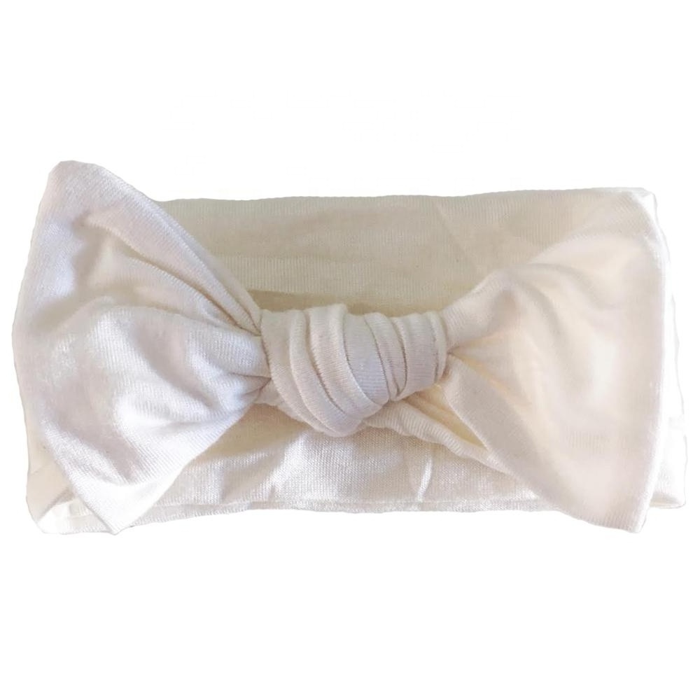 Factory custom wholesale custom bamboo fabric solid color bow-knot baby girls headbands