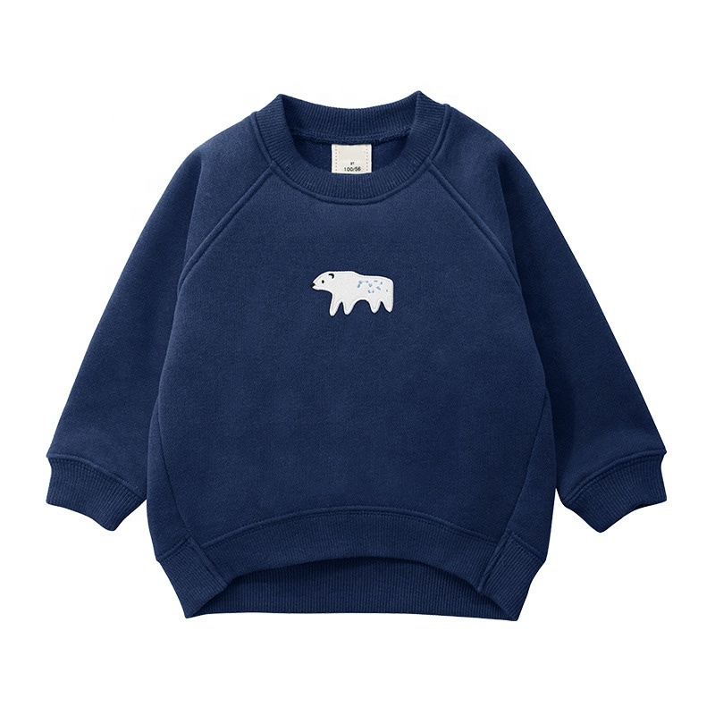 Factory custom Autumn french terry animal little embroidery pullover baby sweatshirt custom kids sweatshirt