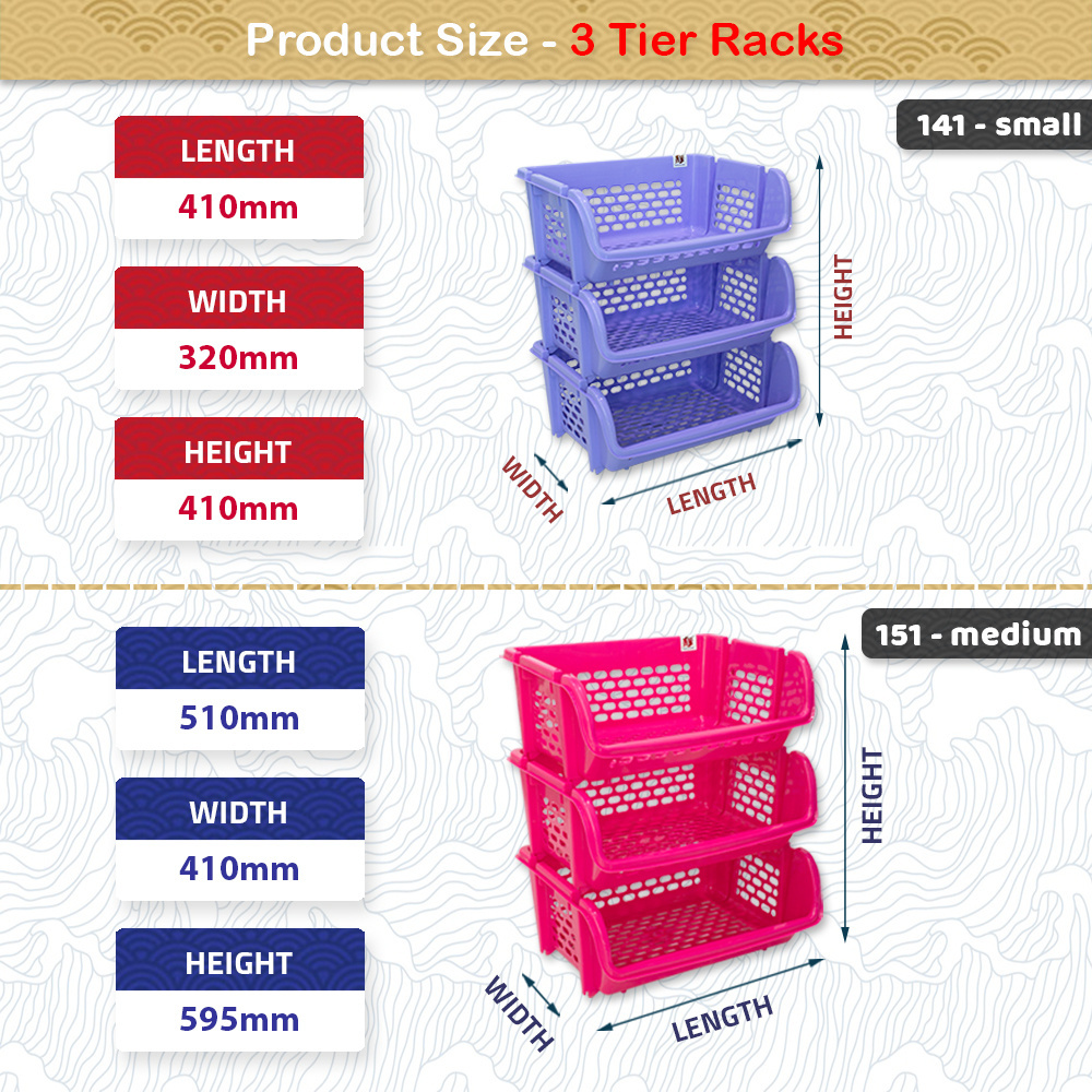 Top Supplier Wholesale 3 Tier Medium Stackable Rack High Quality Promising Various Colors Available Malaysia Home Furniture