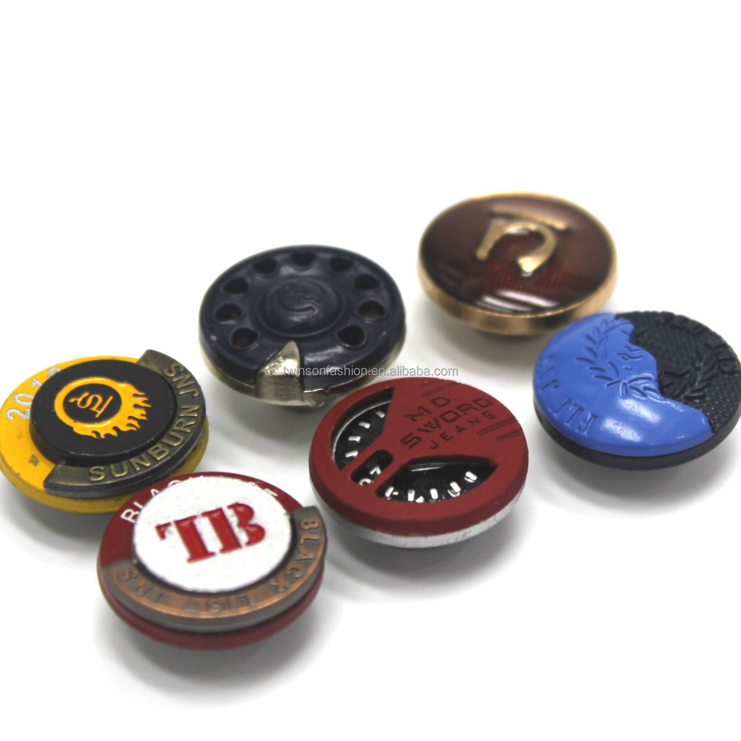 2023 High quality Custom logo button zinc alloy Shake metal buttons for jeans