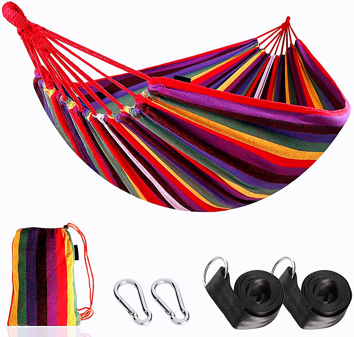 Portable Outdoor tree tent Hammock Swings Camping Cotton Canvas Hammocks with Tree Straps for Hanging