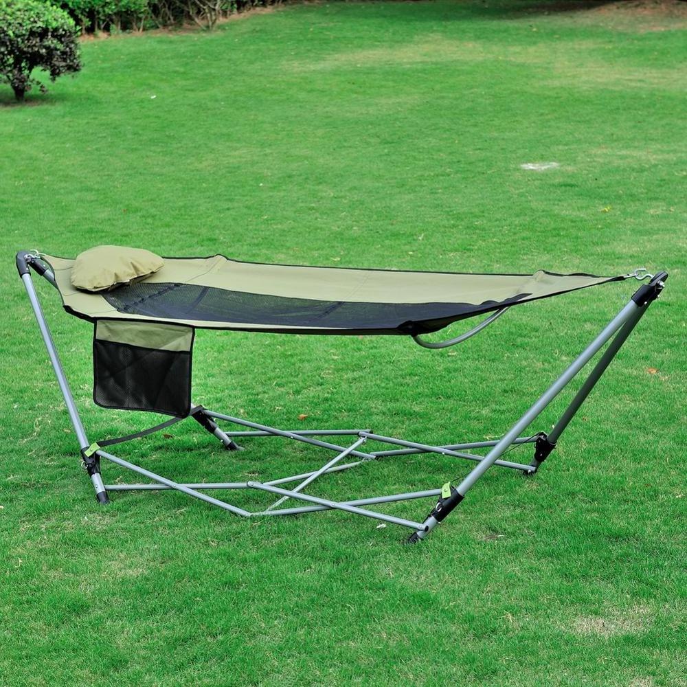 Modern Portable Steel Outdoor Mesh Bag Single Hammock with Mosquito Net