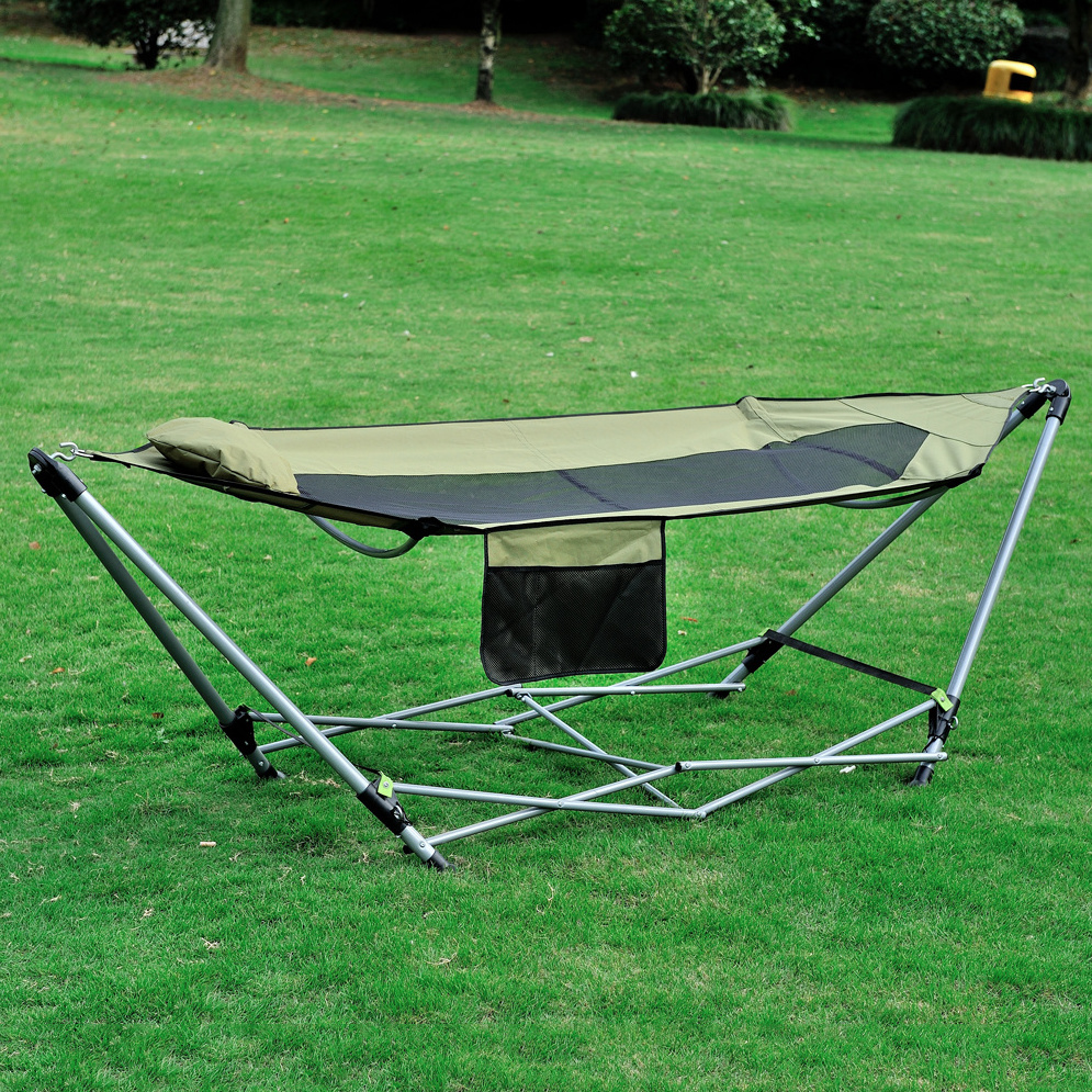 Modern Portable Steel Outdoor Mesh Bag Single Hammock with Mosquito Net