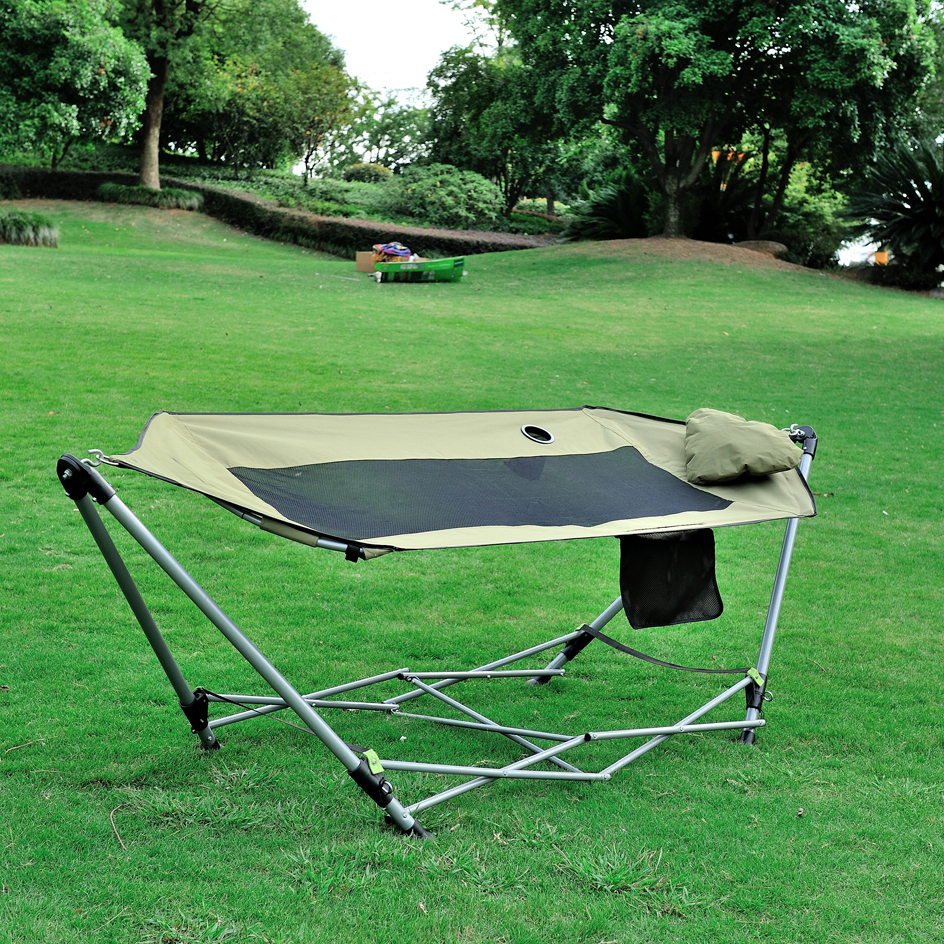 Double Beach Standing Stainless Steel Iron Pipe Hammock Stand for Adult