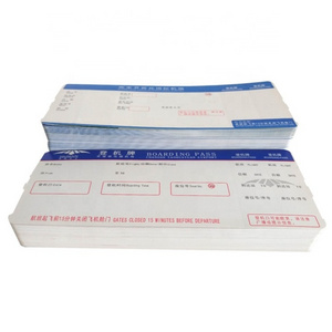 Custom two side printing airline flight tickets booking cheap thermal paper boarding pass air craft tickets