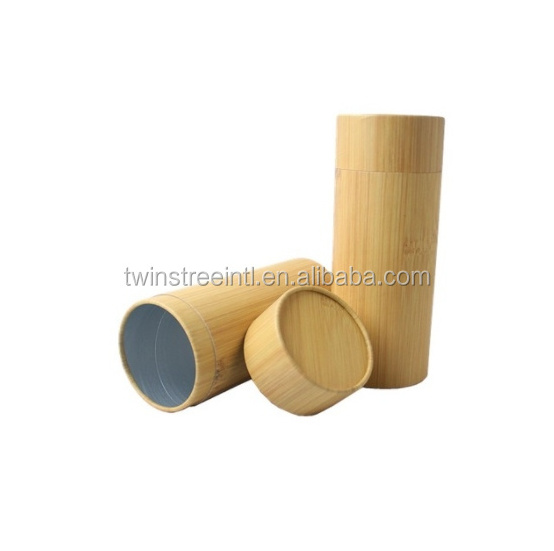 Eco Friendly 100% Recycled Round Paper Box Tennis Ball Bamboo Wood Effect Printed Label Paper Cylinder Box Packaging Tube Can