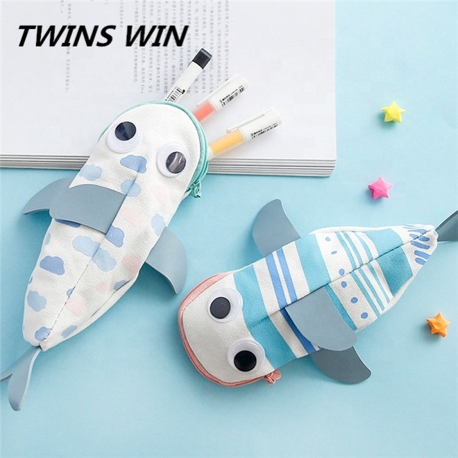 fashion school stationary cheap promotional gifts all types of Multifunctional canvas pencil boxes and cute fish shaped cases