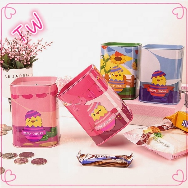 metal money box wholesale Manufacture cheap cartoon design rectangle shaped money saving box 160