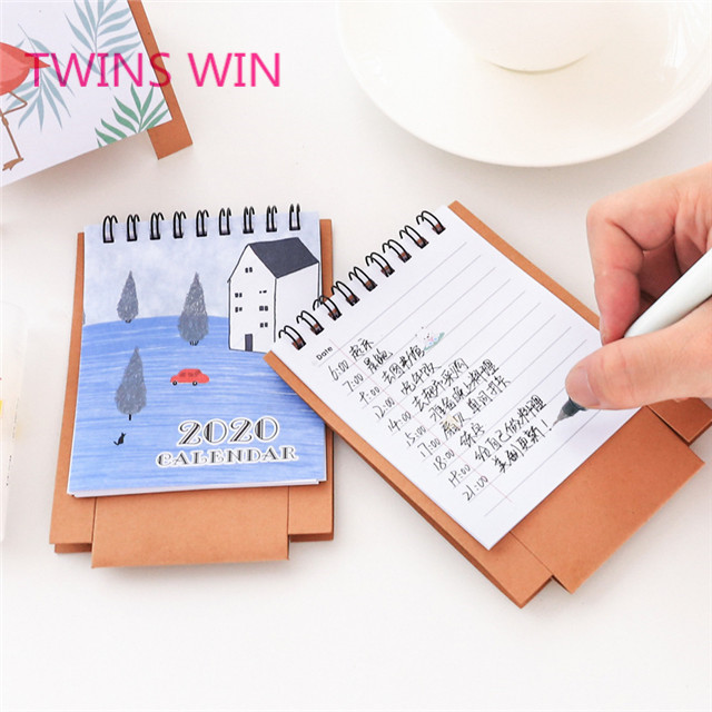 china 2020 Newest office stationery cartoon full color printing 365 day calendar wooden stand desk calendars for promotion 194