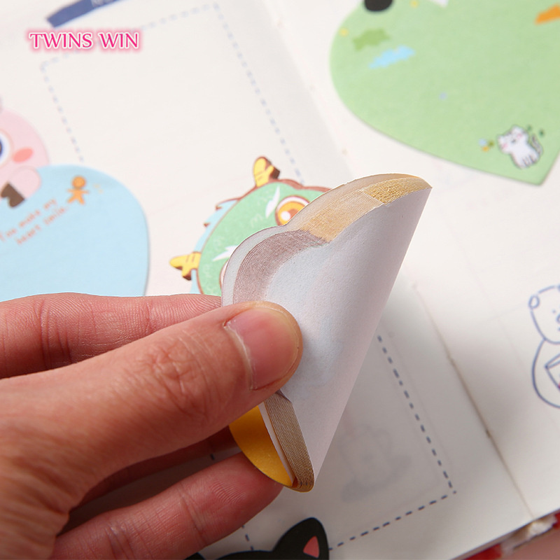 Wholesale cartoon animal sticky notes creative heart shaped Kawaii Memo pads high quality cute note paper 007A