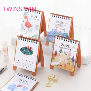 china 2020 Newest office stationery cartoon full color printing 365 day calendar wooden stand desk calendars for promotion 194