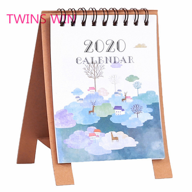 china 2020 Newest office stationery cartoon full color printing 365 day calendar wooden stand desk calendars for promotion 194