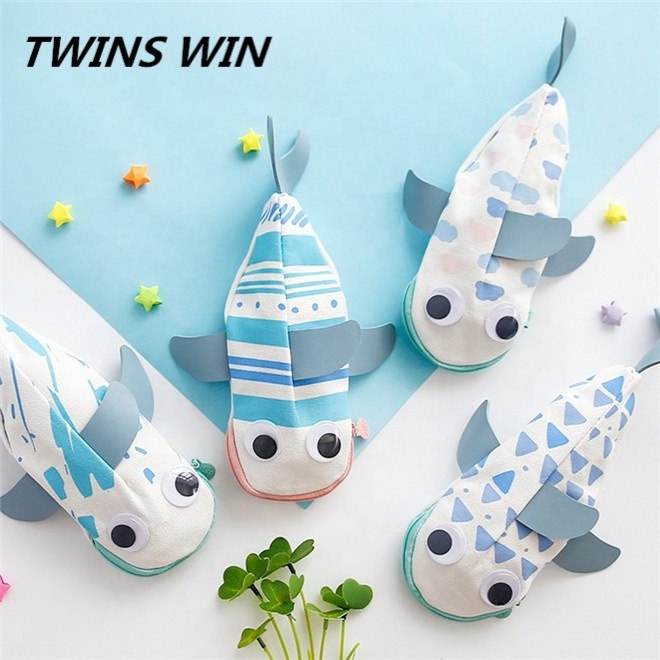 fashion school stationary cheap promotional gifts all types of Multifunctional canvas pencil boxes and cute fish shaped cases