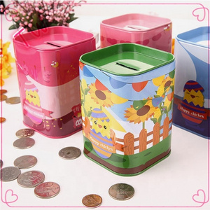 metal money box wholesale Manufacture cheap cartoon design rectangle shaped money saving box 160