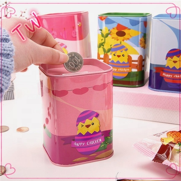 metal money box wholesale Manufacture cheap cartoon design rectangle shaped money saving box 160