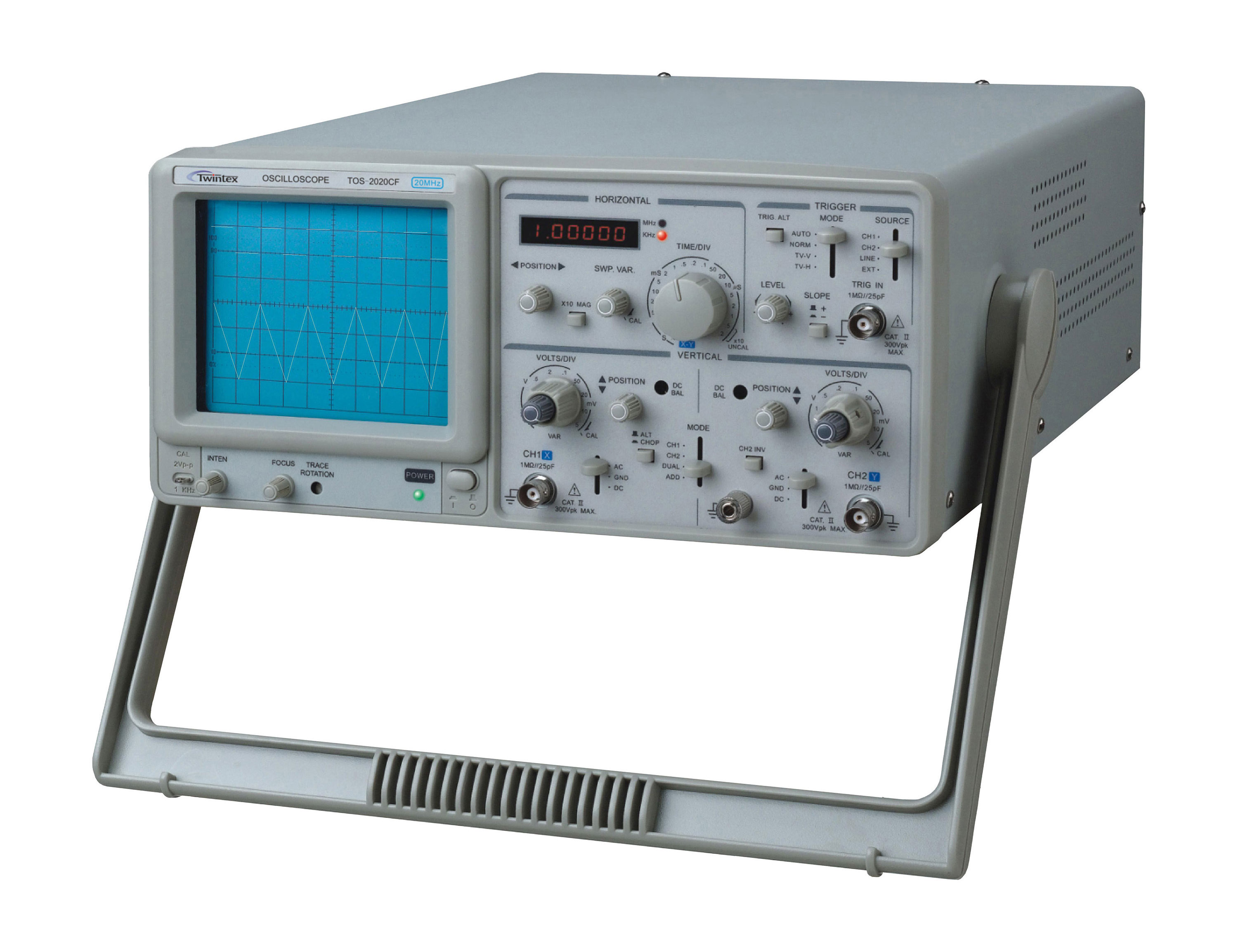 Twintex TOS-2020CH Laboratory Dual Channel CRO Analog Oscilloscope 20MHz for Students