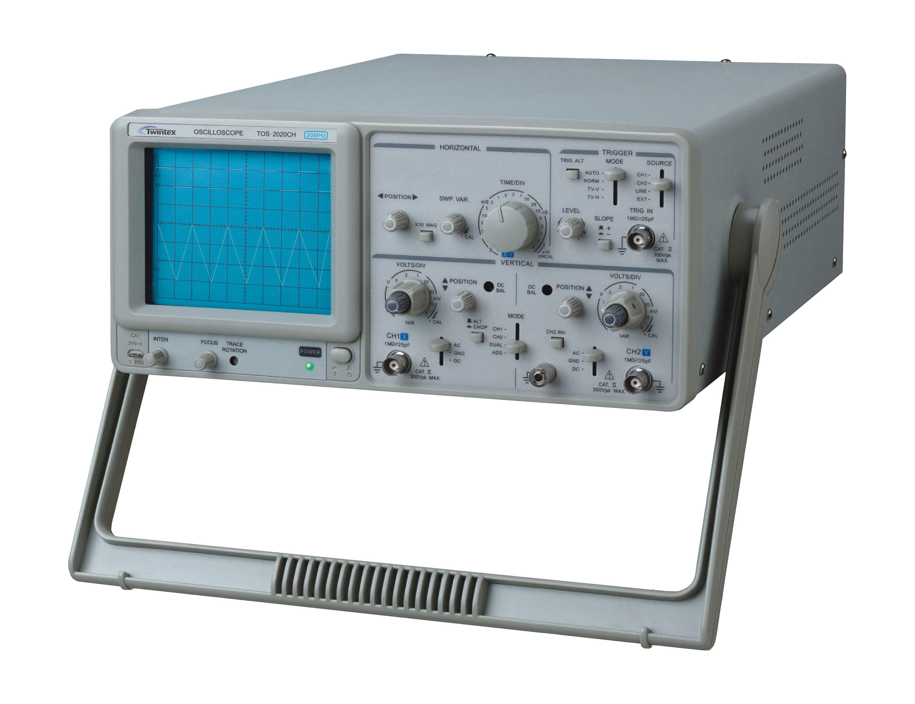 Twintex TOS-2020CH Laboratory Dual Channel CRO Analog Oscilloscope 20MHz for Students