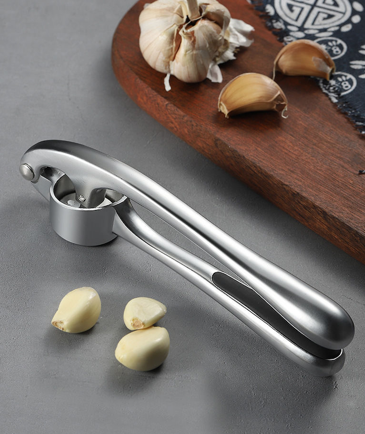 Popular Garlic Press Stainless Steel Rocker Rocking Garlic Press Crusher Mincer Chopper Silicone Garlic Peeler