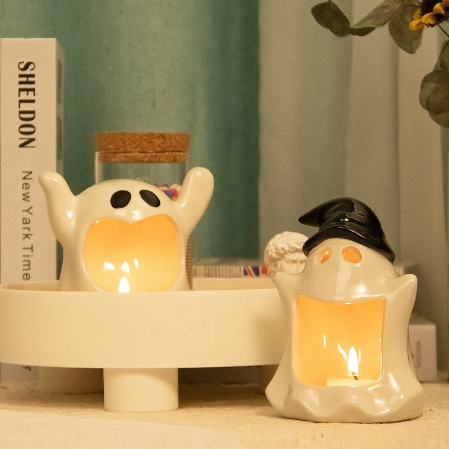 New Design Halloween Gift Ghost Shaped Candles Custom Soy Wax Handmade Pumpkin Scented Candle For Halloween Decoration