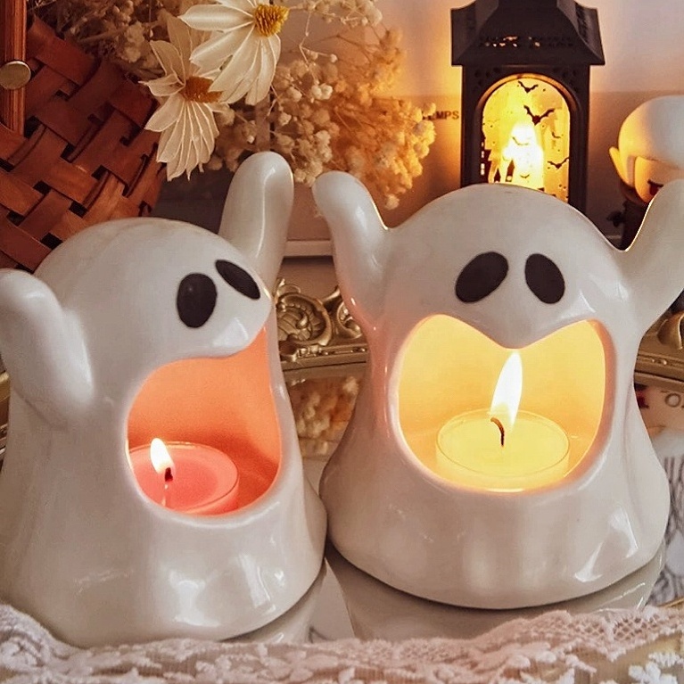 New Design Halloween Gift Ghost Shaped Candles Custom Soy Wax Handmade Pumpkin Scented Candle For Halloween Decoration