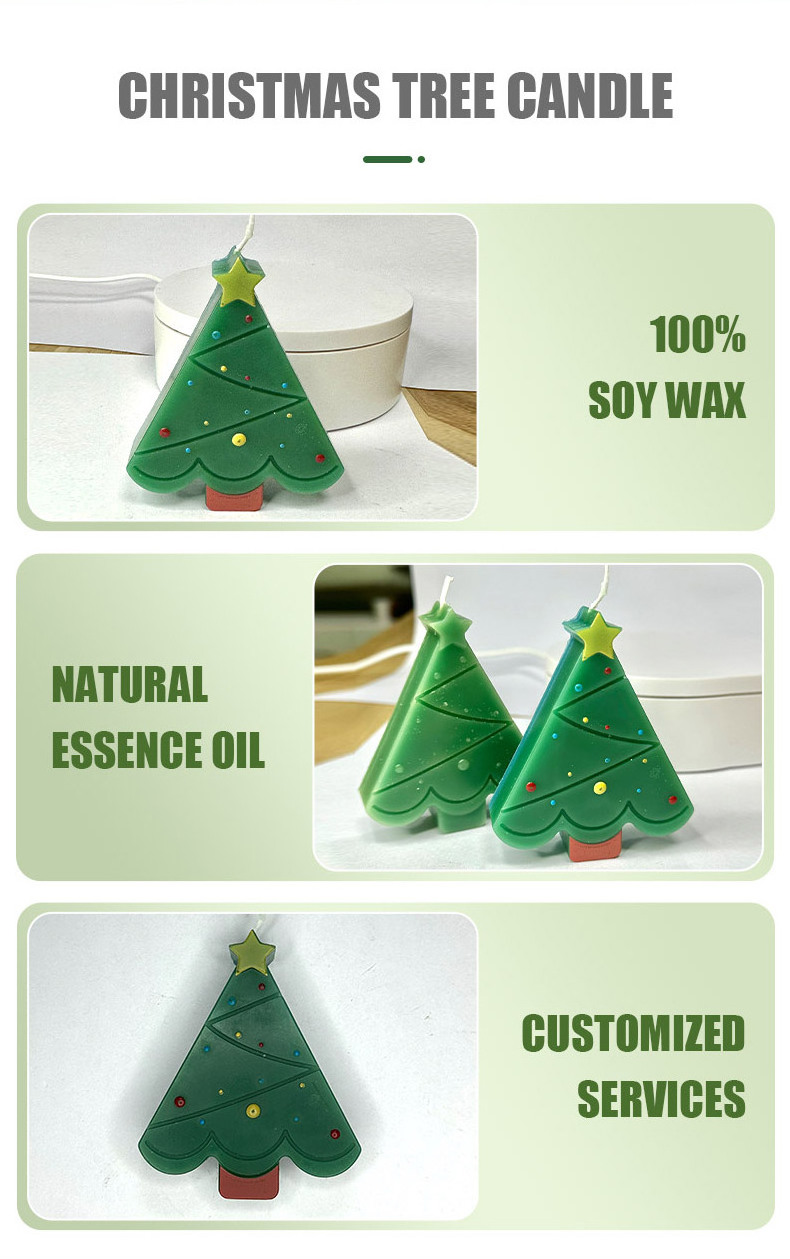 Custom Manufacturing Private Label 100% Soy Wax Christmas Tree Scented Candle Top Quality Scented Natural Essential Oil Candle