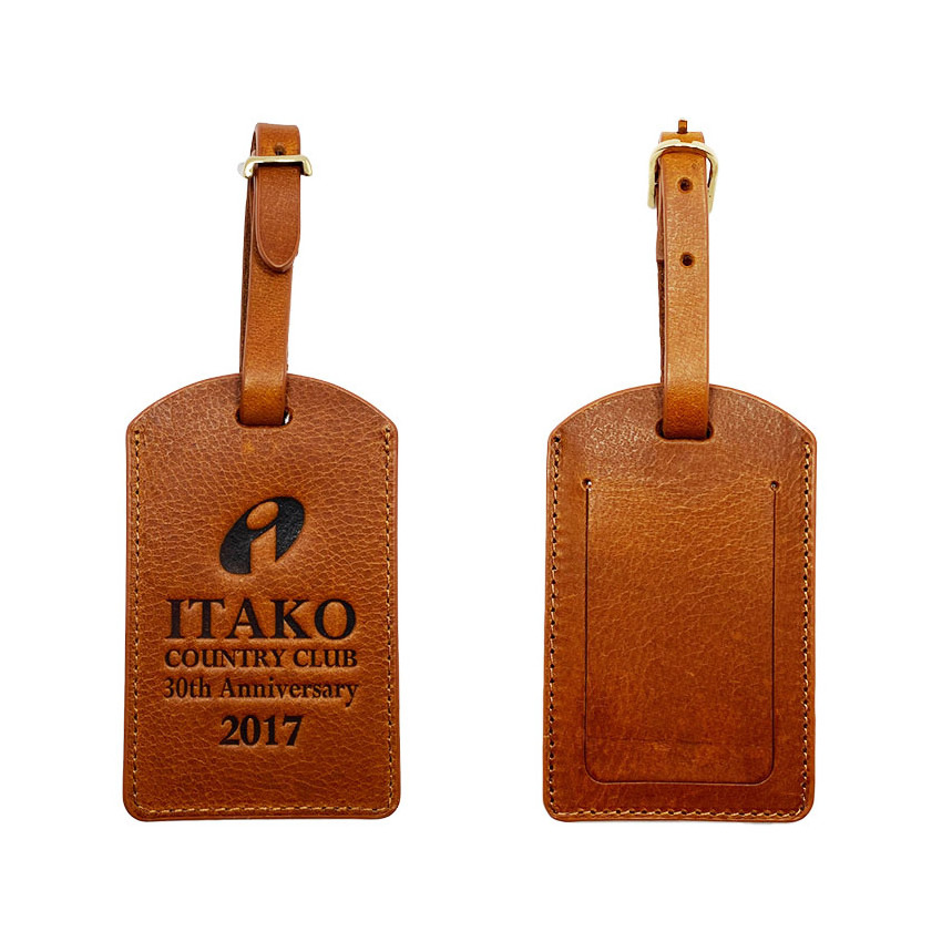 High quality leather luggage tag custom debossed logo suitcase tag