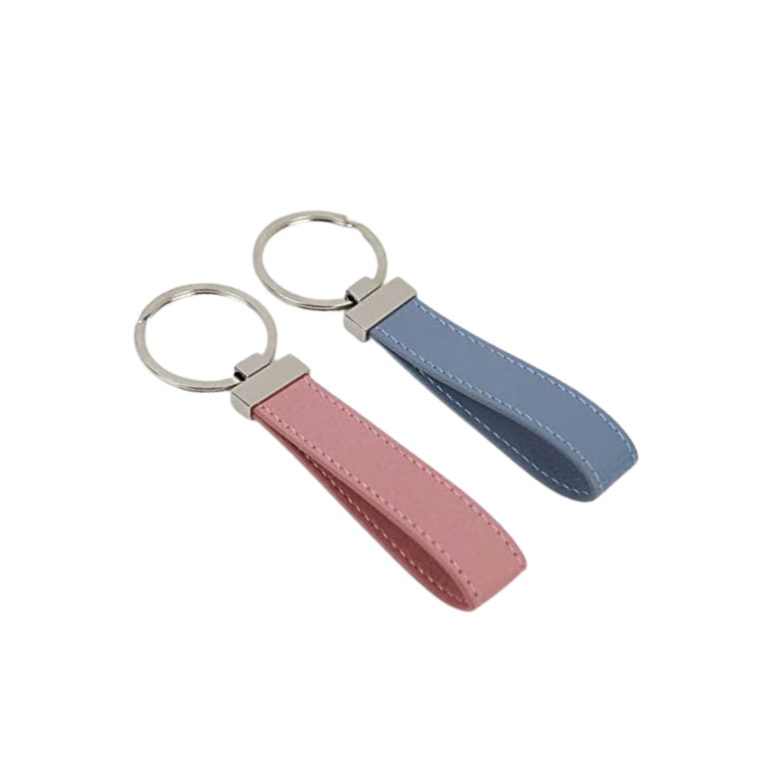 Metal and leather keyring custom logo keychain PU leather key holder